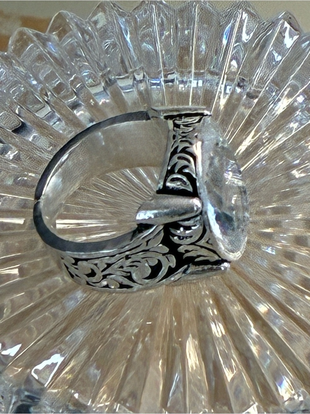 Sterling Silver Filigree Clear quartz Gemstone Ring
